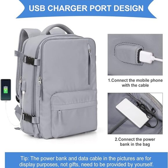 New! Last! Travel laptop Backpack For Men & Women, Carry On Backpack BLACK - Picture 3 of 8